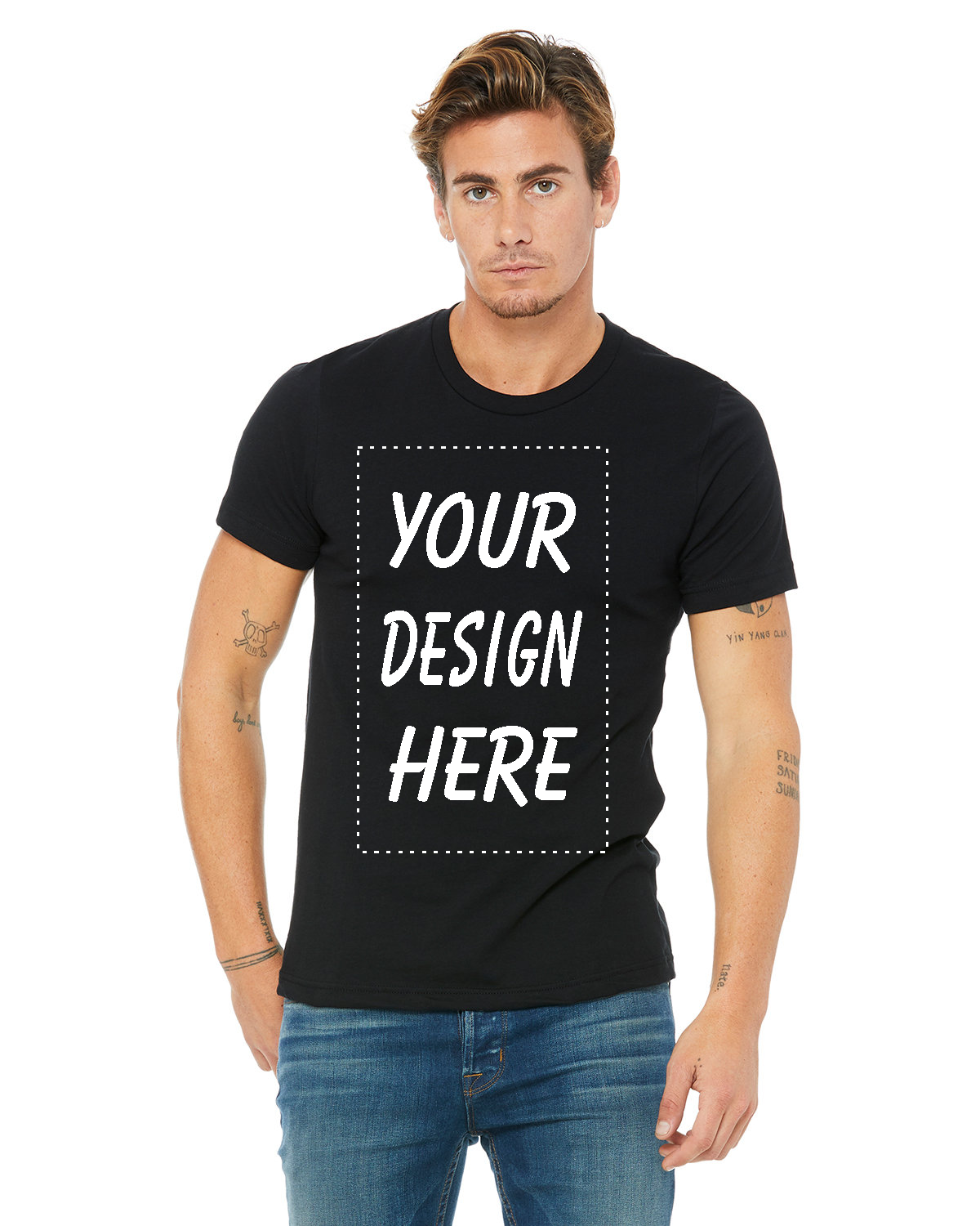3 Business Days Turnaround - Single Color Screen Printing on Black - Bella + Canvas 3001C Unisex Jersey Custom T-Shirt