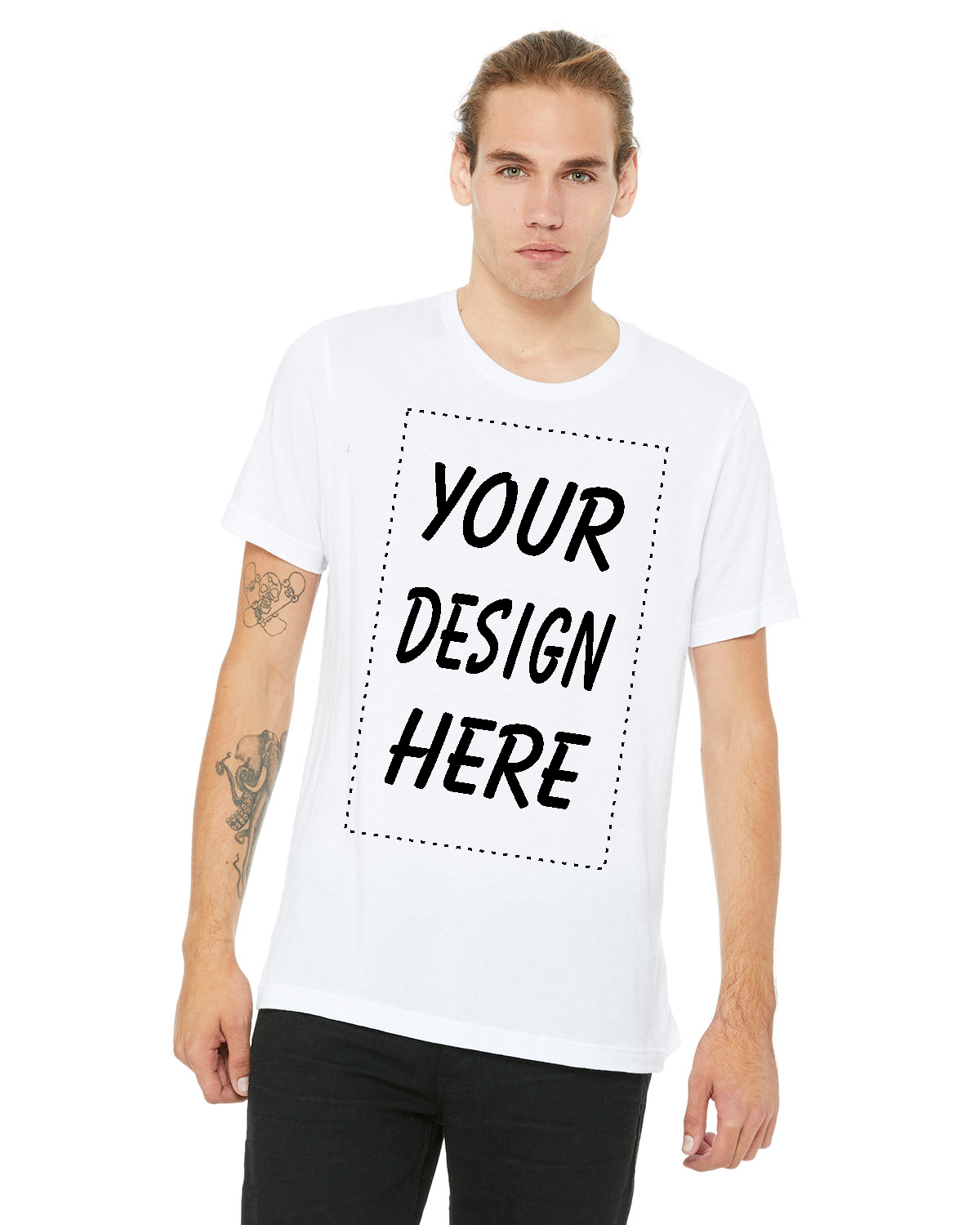 3 Business Days Turnaround - Single Color Screen Printing on White - Bella + Canvas 3001C Unisex Jersey Custom T-Shirt
