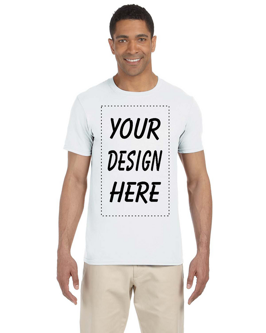 3 Business Days Turnaround - Single Color Screen Printing on White - Gildan G640 Adult Softstyle Custom T-shirt