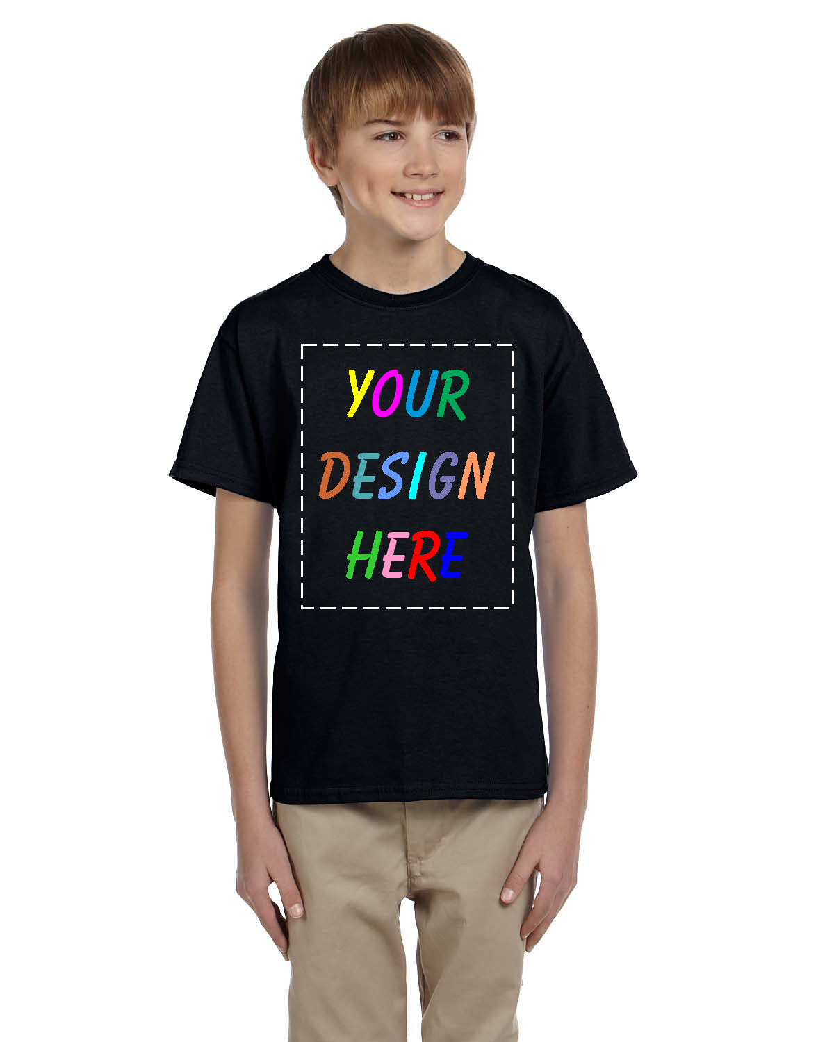 Same Business Day Turnaround (order by 10am) - Full Color DTG Printing on Black - Gildan G200B Youth Ultra Cotton Custom T-shirt