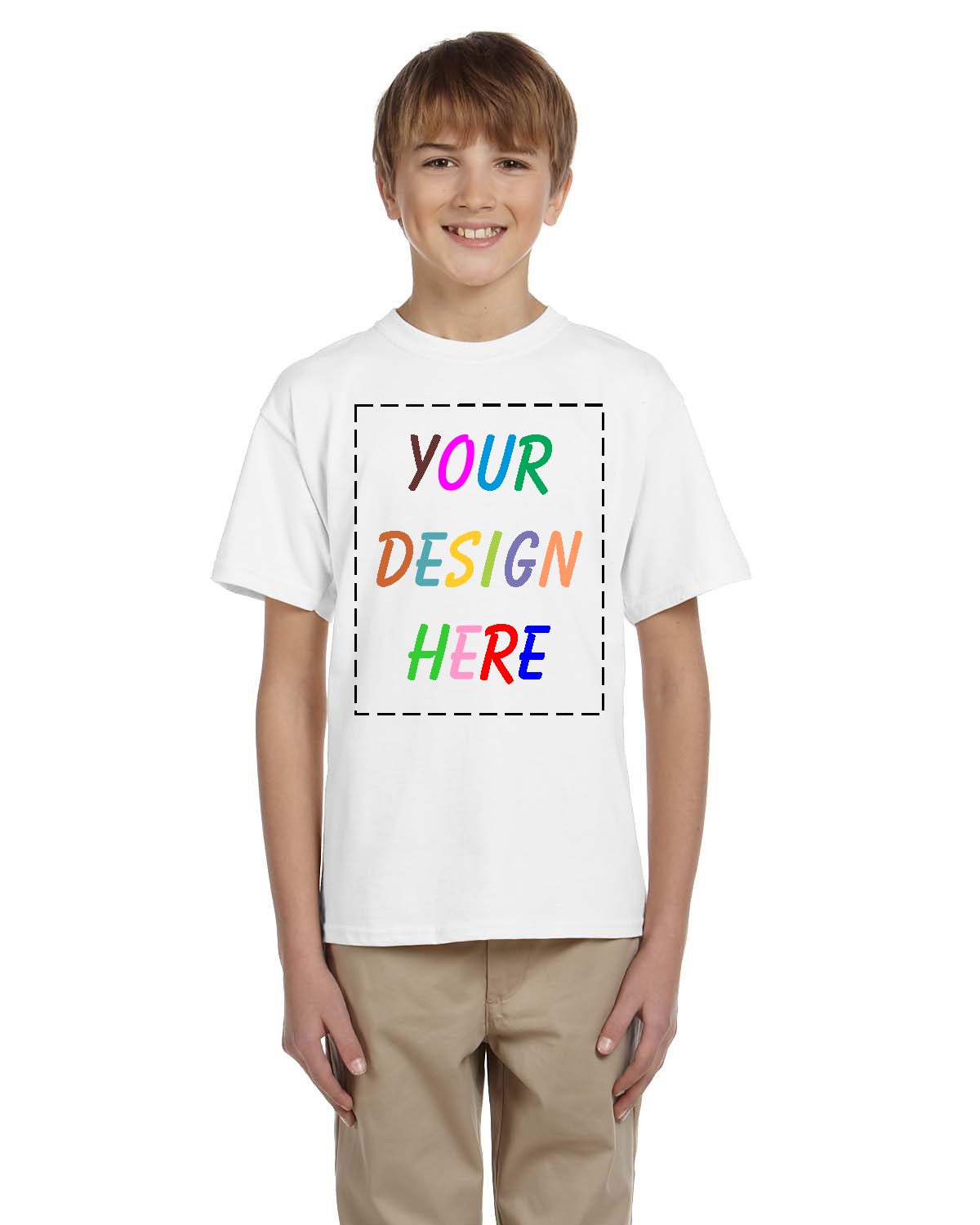Same Business Day Turnaround (order by 10am) - Full Color DTG Printing on White - Gildan G200B Youth Ultra Cotton Custom T-shirt