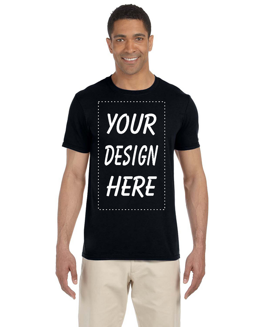 3 Business Days Turnaround - Single Color Screen Printing on Black - Gildan G640 Adult Softstyle Custom T-shirt
